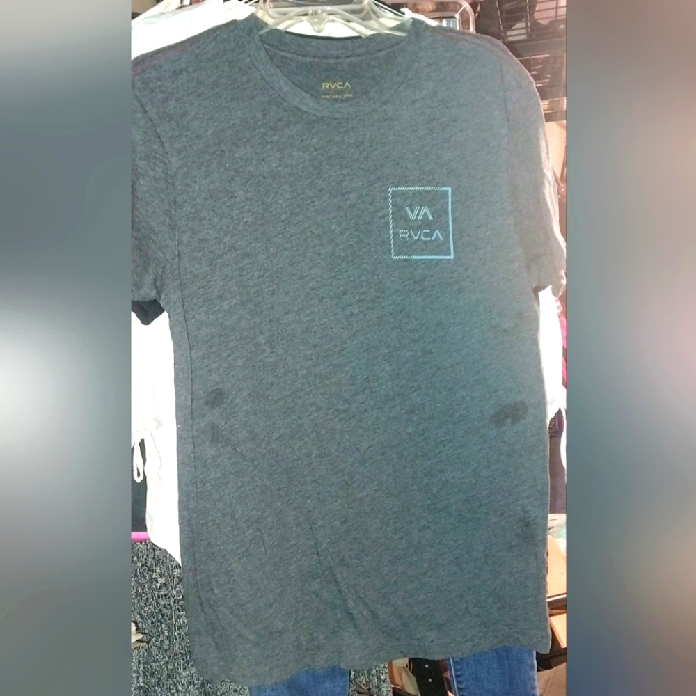 RVCA Men's Gray Dual Sided Logo T-Shirt